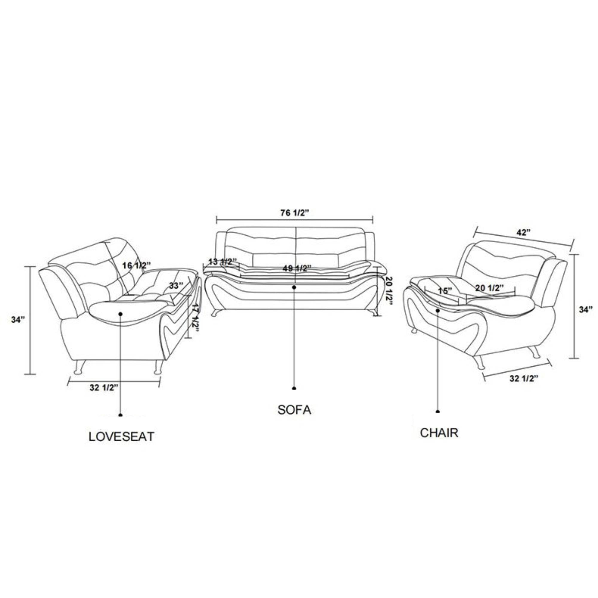Trumanpick Leather 3 Seat Sofa Chair, Modern Comfy Sofa Couch for Living Room Furniture, Black