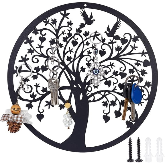 Metal Tree Home Key Holder Iron Wall Hanging Tree of Life Car Key Hanger Rack Wall Organizer Garden Art Decor Home Decorations