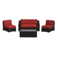 thumbnail image 3 of Portland 4-PC Patio PE Rattan Loveseat and Armless Chairs in Red, 3 of 3