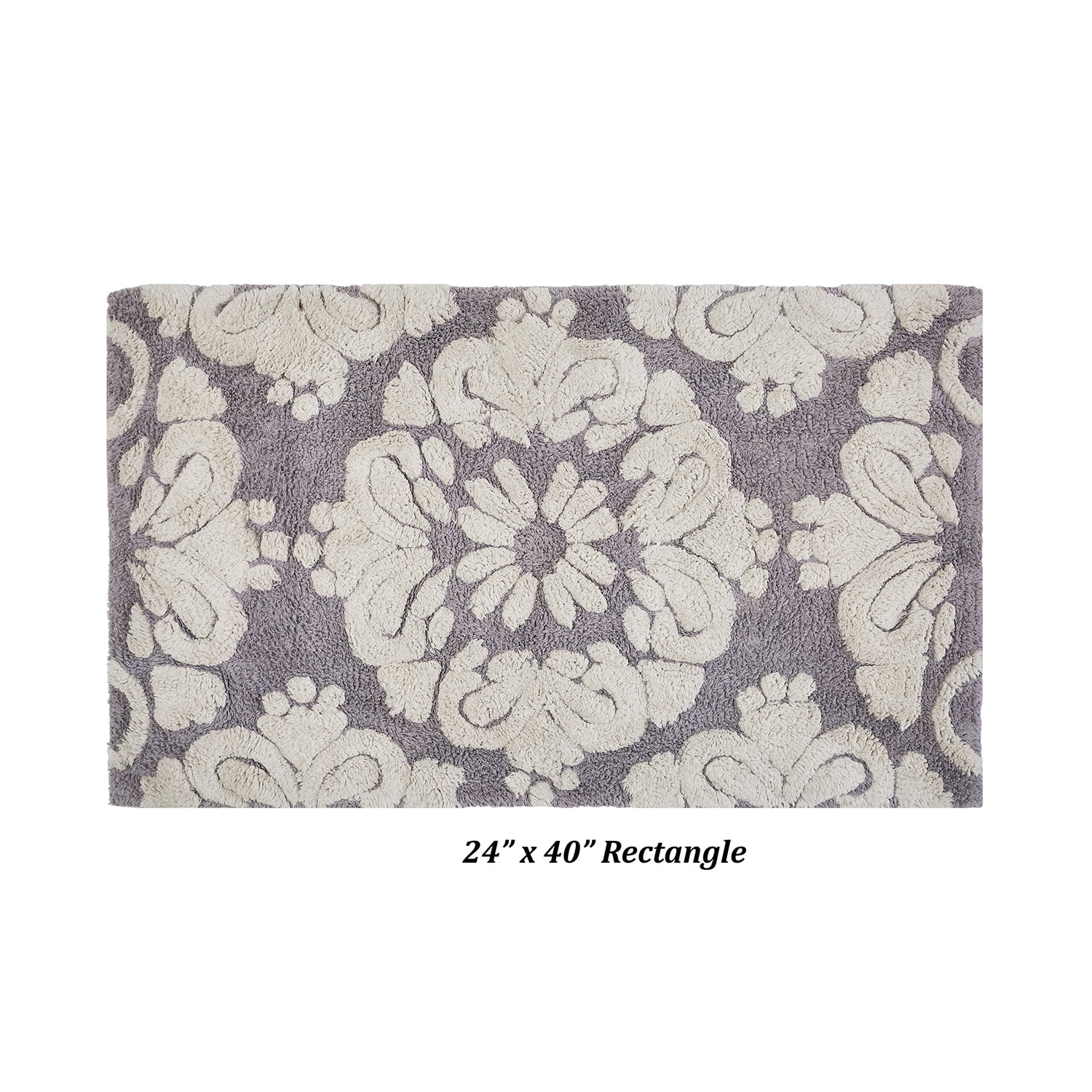 Better Trends 24" x 40" Bathroom Rugs 100% Cotton Soft Water Absorbent Non Slip Bath Mat Machine Washable Rug (Gray) Medallion Collection