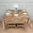 thumbnail image 3 of Square Tablecloth, Waterproof Polyester Table Cover, Wrinkle Resistant & Washable Fabric for Dining, Kitchen, Picnic, 60x60in(152x152cm), Liquid & Marble Print, 3 of 6