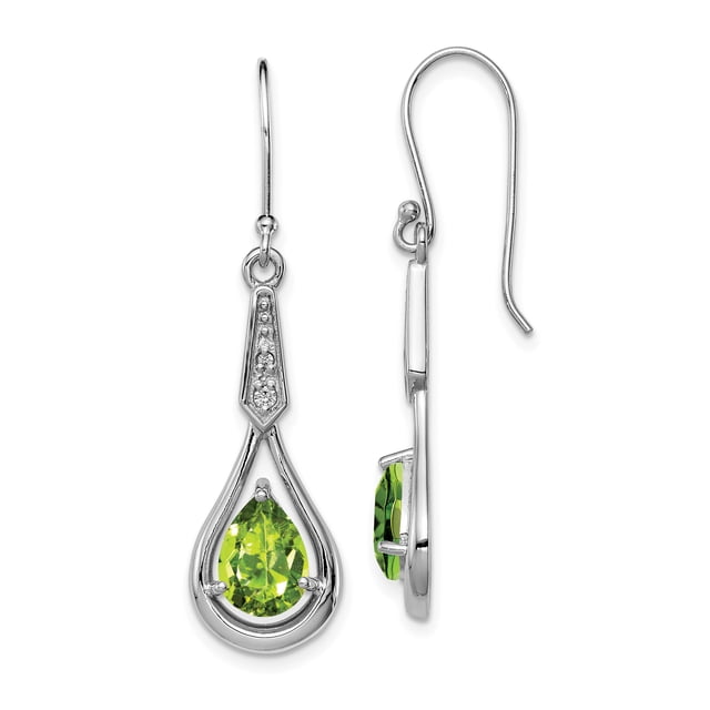 925 Sterling Silver Cubic Zirconia Cz Peridot Drop Dangle Earrings