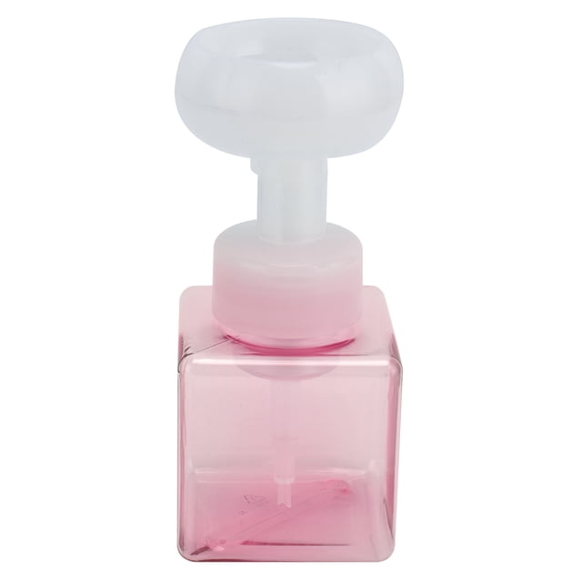250ml Pompe à Mousse Bouteille Rechargeable Réutilisable Distributeur de Savon Liquide en Forme de Fleur (Rose Transparent)