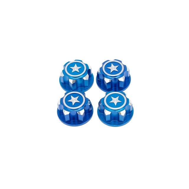 4 Pcs/packs Écrous de Roue Moyeu Couvercle de Roue Fileté Accessoire de Jouet Pièces de Rechange Embouts Étanches Écrous 1/8 RC Camion Bleu