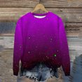 thumbnail image 4 of Otntypg Fashion Sparkly Printed Sweatshirt for Women, Lightweight Casual Fall Oversized Crewneck Sweatshirts Women Loose Fit Long Sleeve Pullover Tops Cute Soft Shirt Purple#02 M, 4 of 8