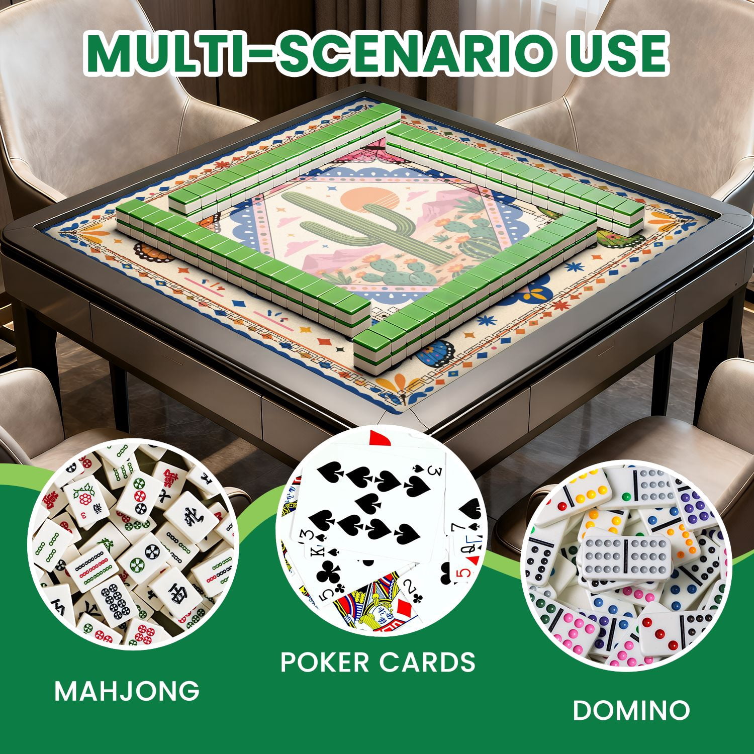 Mahjong Mat 31.5" x 31.5" Butterflies Sunset Vibrant Illustrative Style Non-Slip Noise Reduction American Mahjong Tiles Table Cover for Dominoes Poker Card Board Games Gift