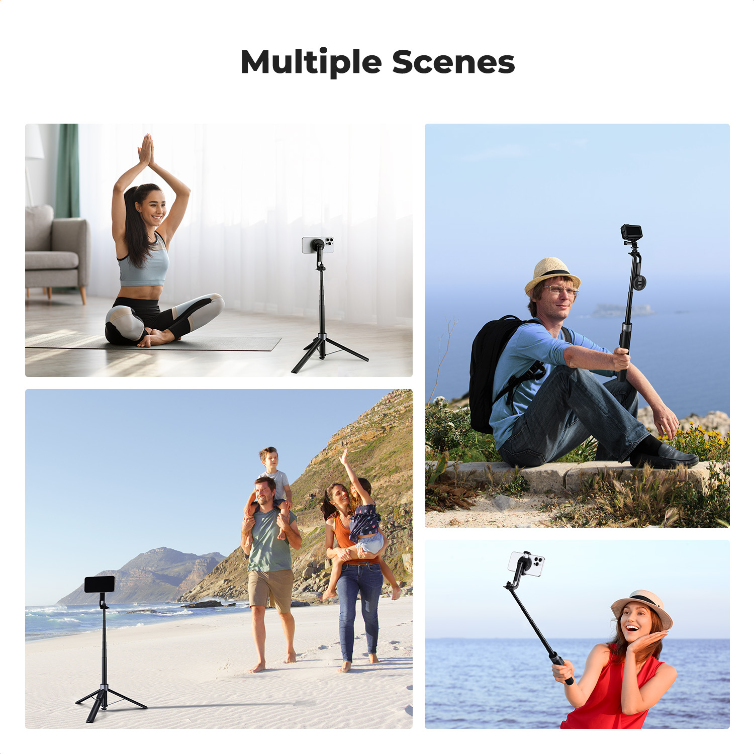 K&F CONCEPT 72" Tripod for iPhone, 3-in-1 Magnetic & Clip Selfie Stick with Remote, 360° Rotatable Magnetic Phone Tripod, Compatible with iPhone 17-12 Series Android Phones