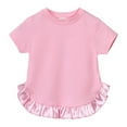 thumbnail image 4 of Hienoo Girls Solid Short Sleeve Tshirt Ruffle Shorts Tracksuit Outfits Clothes Set, Sizes 6-7, 4 of 8