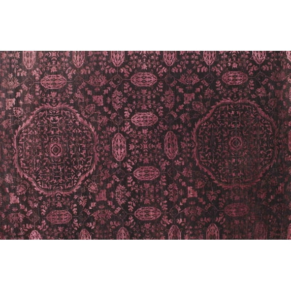 Ahgly Company Machine Washable Indoor Rectangle Contemporary Purple Lily Purple Area Rugs, 2' x 4'