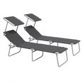 thumbnail image 1 of CoSoTower 2 Pcs Chaise Longue d'Extérieur, Chaise Longue Pliante Réglable avec Pare-Soleil pour Plage, Camping, Randonnée, Gris, 1 of 7