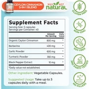 Why Not Natural 5-in-1 Organic Ceylon Cinnamon, Garlic, Berberine Capsules, 120 Count