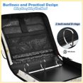 thumbnail image 4 of Zipper Binder with Shoulder Strap 2 inch 3 Ring Waterproof File Folder Organizer Bag 500 Sheet Lavender and Yellow Flowers, 4 of 8
