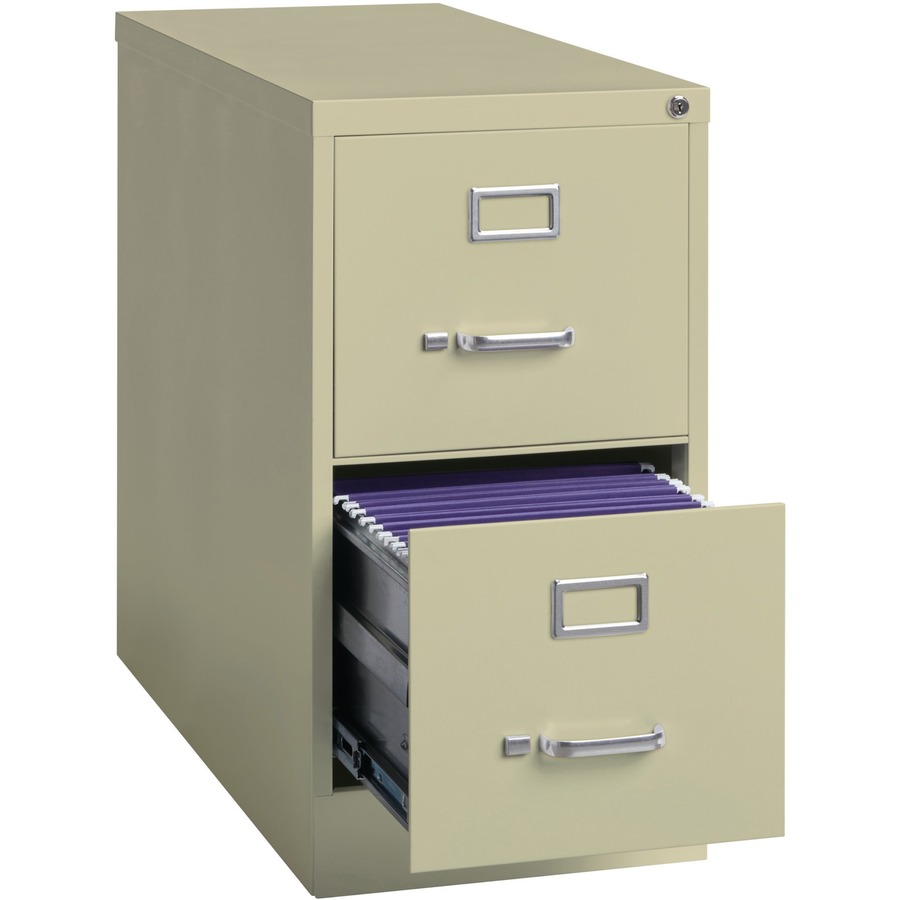 Lorell Vertical File - 2-drawer - 15" X 26.5" X 28.4" - 2 X Drawer(s) For File - Letter - Vertical - Security Lock, Ball-bearing Suspension, Heavy Duty - Putty - Steel - Recycled