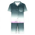thumbnail image 4 of SDNall Summer Pajamas Men Casual Elegance: Men's Button-Down Collar Pajama Set with Silky Soft Shorts (Navy,Sizes：S-XXL), 4 of 9
