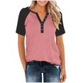 thumbnail image 6 of Hjlmsx Womens V Neck Basic Tops Color Block Tunic T Shirts Summer Henley Short Sleeve Casual Cotton Tees Shirts, 6 of 8