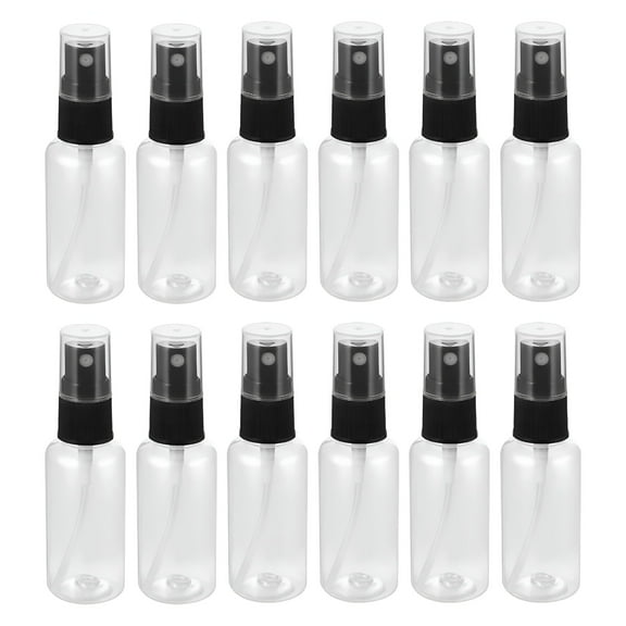 ACDANC 12 Pack 1 Oz Fine Mist Clear Spray Bottles with Spray Cap for Oils Travel Perfumes Refillable Reusable Empty Plastic Bottles