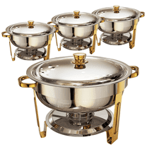 Chafing Dishes for Buffet 4 Pack, 6QT Round Chafing Dish Buffet Set Stainless Steel Buffet Food Warmers Sets for Catering Events Parties Dinners with Complete Set,Gold and Silver