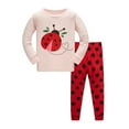 thumbnail image 2 of Likimi Toddler Kids Baby Girls Clothing Set Print Long Sleeve Tops Long Pants 2 Piece Set Comfortable Breathable Fall Winter Outfits Set Size 7-8 Years Red, 2 of 9