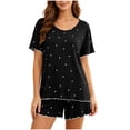 thumbnail image 2 of Naittoop Modal Soft Shorts Pajamas Sets for Women Cute Heart Print Summer Short Sleeve Sleepwear 2 Piece Lounge Sets, 2 of 5