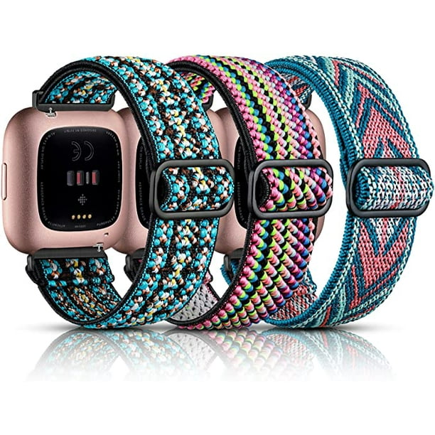 Bracelet solo en nylon élastique pour montre intelligente, compatible avec  le bracelet Fitbit versa / Fitbit versa 2, bracelet de montre de sport  réglable tissé en nylon doux, bracelet pour femme et