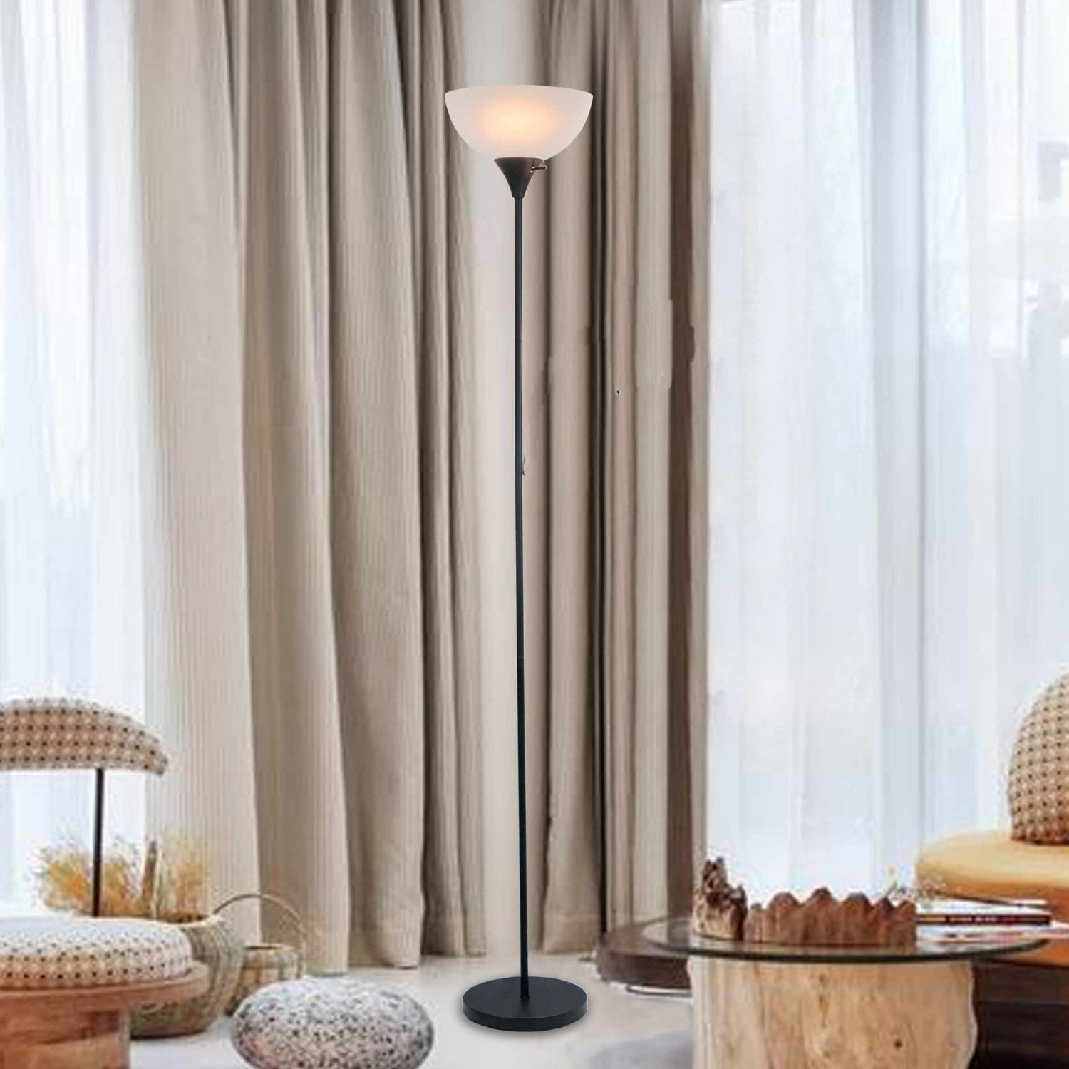 LIGHTACCENTS Susan Silver Floor Lamp for Living Rooms with White Shade - Silver