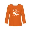 thumbnail image 5 of Abcomgle Halloween T-Shirts for Girls Spooky Dinosaur Skeleton Graphic T-Shirts for Girls Crewneck Long Sleeve Tshirts for Kids Fall Funny Cute Top for Girls,8-9 Years, 5 of 5