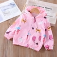 thumbnail image 2 of Mikilon Girls New Jackets Floral Print Zipper Hooded Tops Spring and Fall Double Layer Windproof Jackets ,Size 3-8 Years, 2 of 3