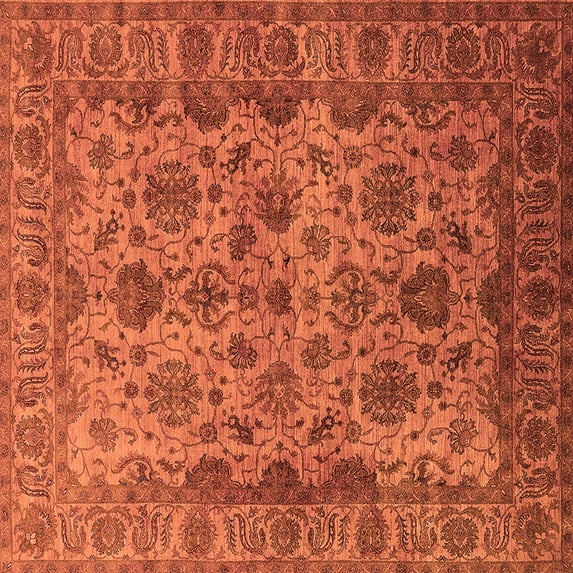 Ahgly Company Indoor Square Oriental Orange Industrial Area Rugs, 3' Square