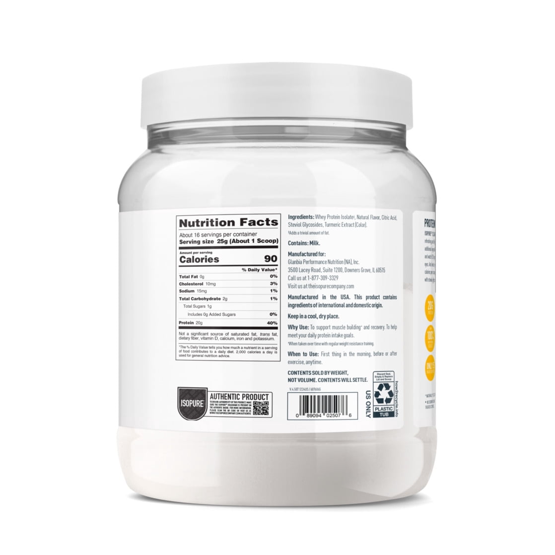 Isopure Clear Low Carb 100% Whey Protein Isolate Powder, Citrus Lemonade, 20g Protein, About 16 Servings