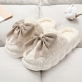 thumbnail image 4 of RUIYANQI Women's Fluffy Cotton House Slippers Bowknot Decor Anti-Slip Platform Sole Soft Cozy Indoor Winter Shoes For Women White Women Sandal, 4 of 8
