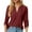 Wine, variant on MIXUE Womens Summer Tops Summer Solid Color V Neck 3/4 Sleeve Loose Casual T-shirts Sportwear,Green,XL