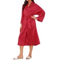 thumbnail image 4 of INSPIRE CHIC Womens Silky Satin Robes Lightweight Jacquard Full Length Soft Casual Kimono Bathrobe Sleepwear Bridal Dressing Gown S Red, 4 of 6