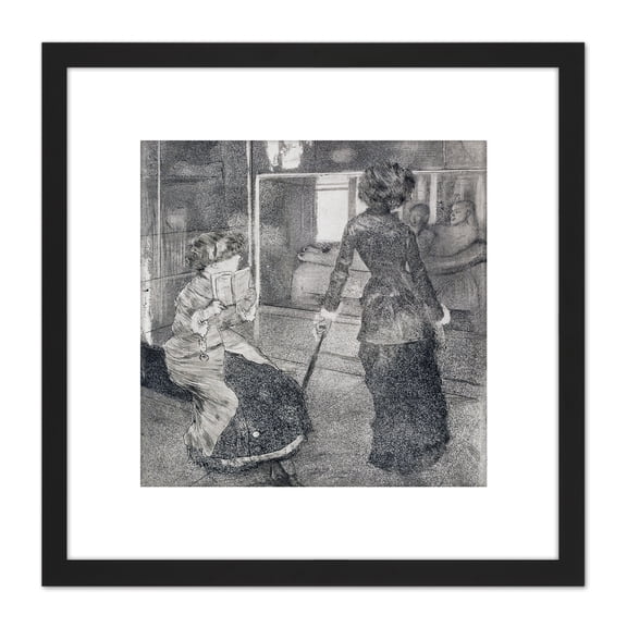 Degas Portrait Mary Lydia Cassatt Etching 8X8 Inch Square Wooden Framed Wall Art Print Picture with Mount