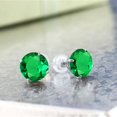 thumbnail image 2 of Gem Stone King 3.30 Ct Round Green Simulated Emerald 14K White Gold Stud Earrings for Women Men with Comfort Back, 2 of 4