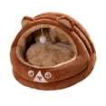 thumbnail image 4 of Nido semicerrado para gatos o perros pequeños, cama para gatos o perros pequeños, suave y calmante para interiores, cama para gatos con forma de oso, , MARRÓN Marrón, 4 of 8