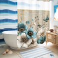 thumbnail image 5 of No Hook Shower Curtain, Teal Tulip Butterfly Shower Curtains for Bathroom with See Through Top Window, Beige Turquoise Floral Vintage Rustic Waterproof & Washable Bath Curtain Extra Long 72"x84", 5 of 9
