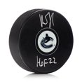 thumbnail image 1 of Roberto Luongo Autographed Vancouver Canucks Hockey Puck with HOF Note, 1 of 2
