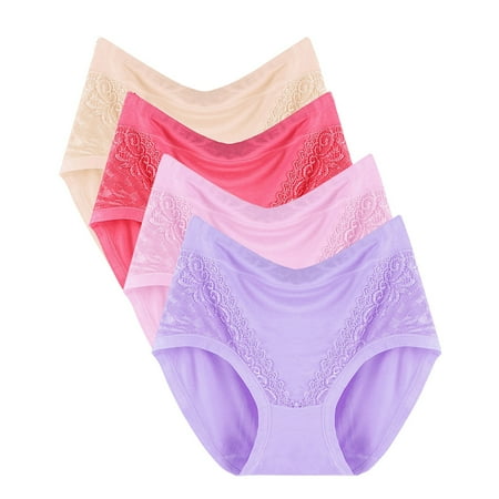 Audhol Womens Underwear! 4Pc Women s Plus Size Briefs XL 4XL High Waisted Briefs Ladies Underwear Full Coverage Underwear for Women Multipack Panties for Women Pack Pink XL