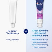 Crest Toothpaste, 3DWhite Advanced, Luminous Mint, 3.7 oz, Pack of 4