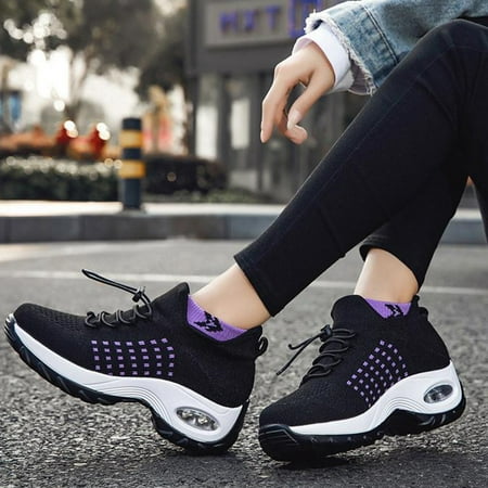 

Quealent Women S Walking Shoes Womens Walking Shoes Sock Sneakers Daily Shoes Pull-on Lightweight Comfy Breathable Purple 8.5