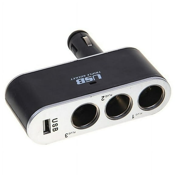 Car Charger Lighter Socket Splitter 3-Port Adapter with USB Port Plug-in Black Power Strip Multi Outlet for  AT&T Samsung Galaxy Note 3 - Sprint Samsung Galaxy Note 3 - T-Mobile Samsung Galaxy Note 3