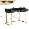 thumbnail image 2 of Boyel Living 42" Home Office Desks with 2 Storage Drawers, Black Writing Desk for Living Room, Bedroom & Study, Golden Legs & X-Shaped Brace, 2 of 9