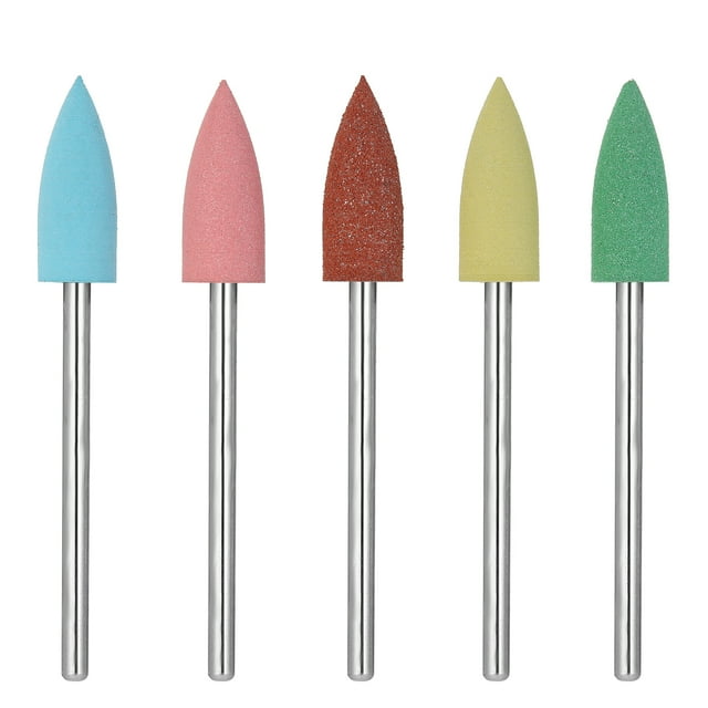5Pcs/Set Rubber Silicone Drill Bit Multicolor Drill Bits Milling Cutter for Manicure Nail Buffer Polisher
