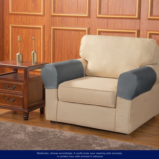 Subrtex Stretch PU Faux Leather Waterproof Armrest Covers (Set of 2