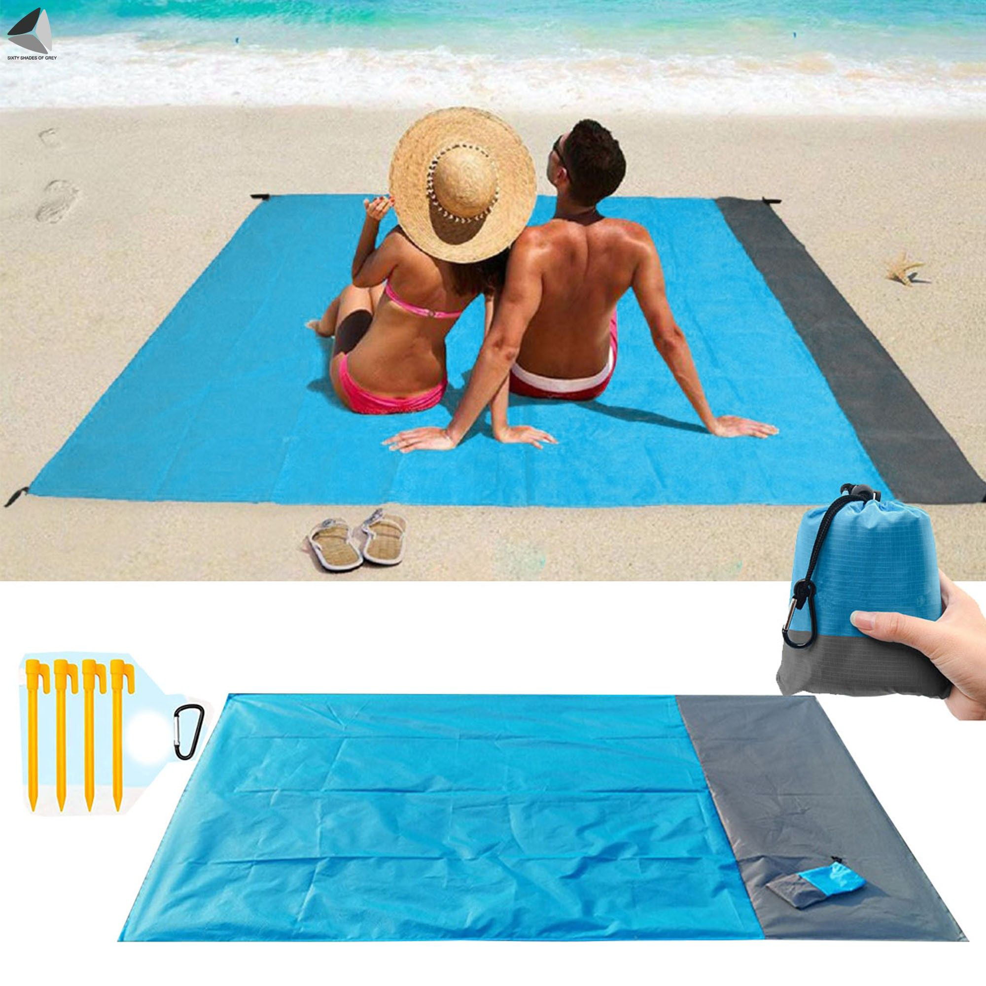 Pocket Blanket / Inflatable Pillows Set Beach Great for Picnic Cam... Travel 