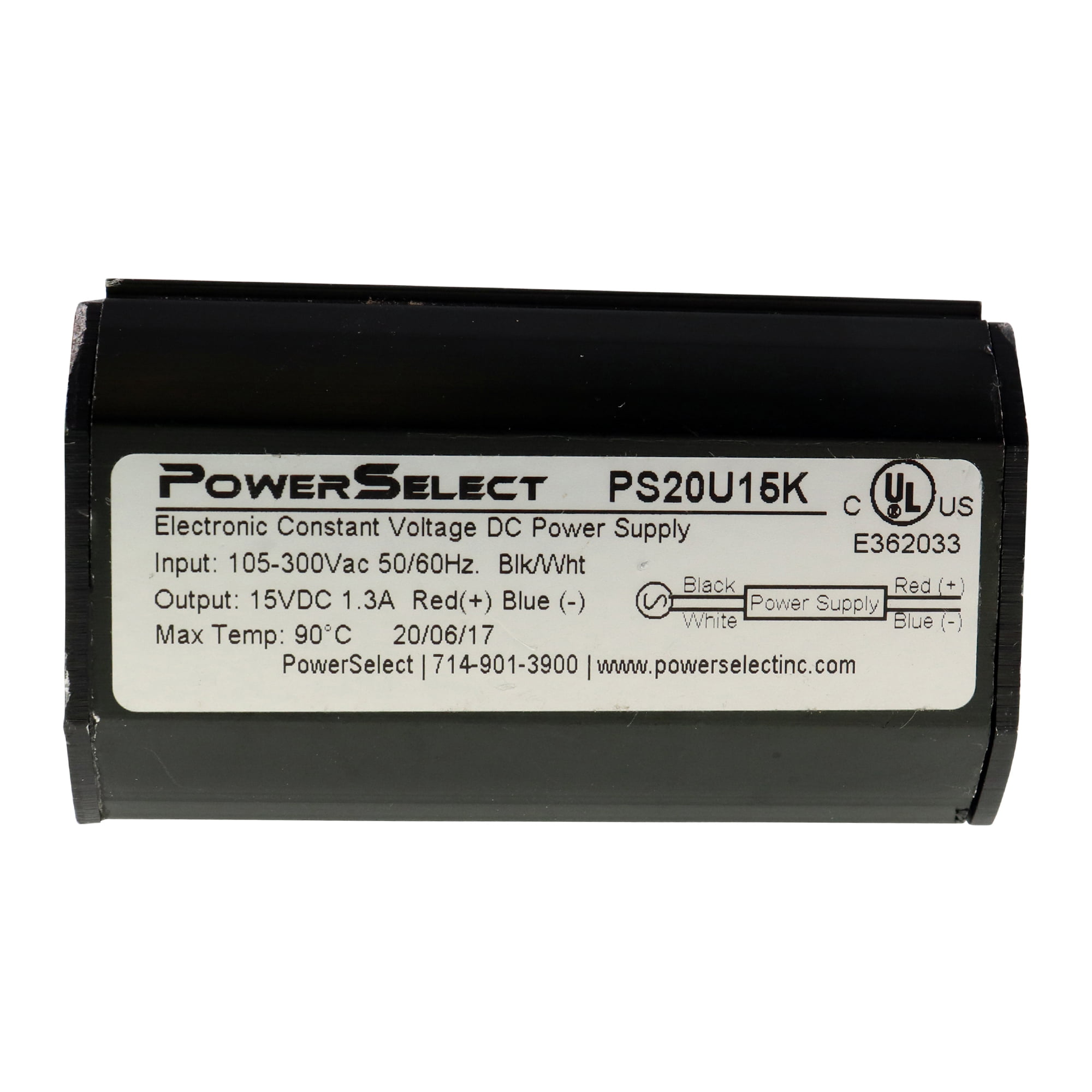 Power Select PS20U15K Constant Voltage LED Driver, 15Vdc 1.3A, 105