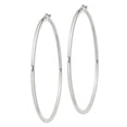 thumbnail image 2 of 925 Sterling Silver Women's Anti-Tarnish Coating Classic Tube 2mm Round Hoop Earrings | 65mm, 2 of 4