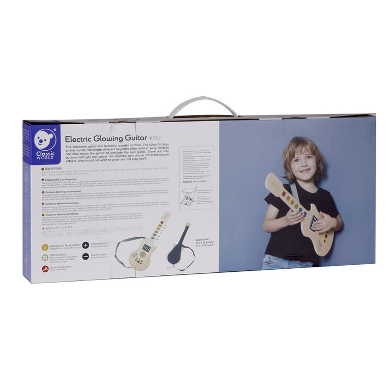 Classic World Wooden Electric Glowing Guitar Perfect Unisex Gift for Ages 3 Years and up
