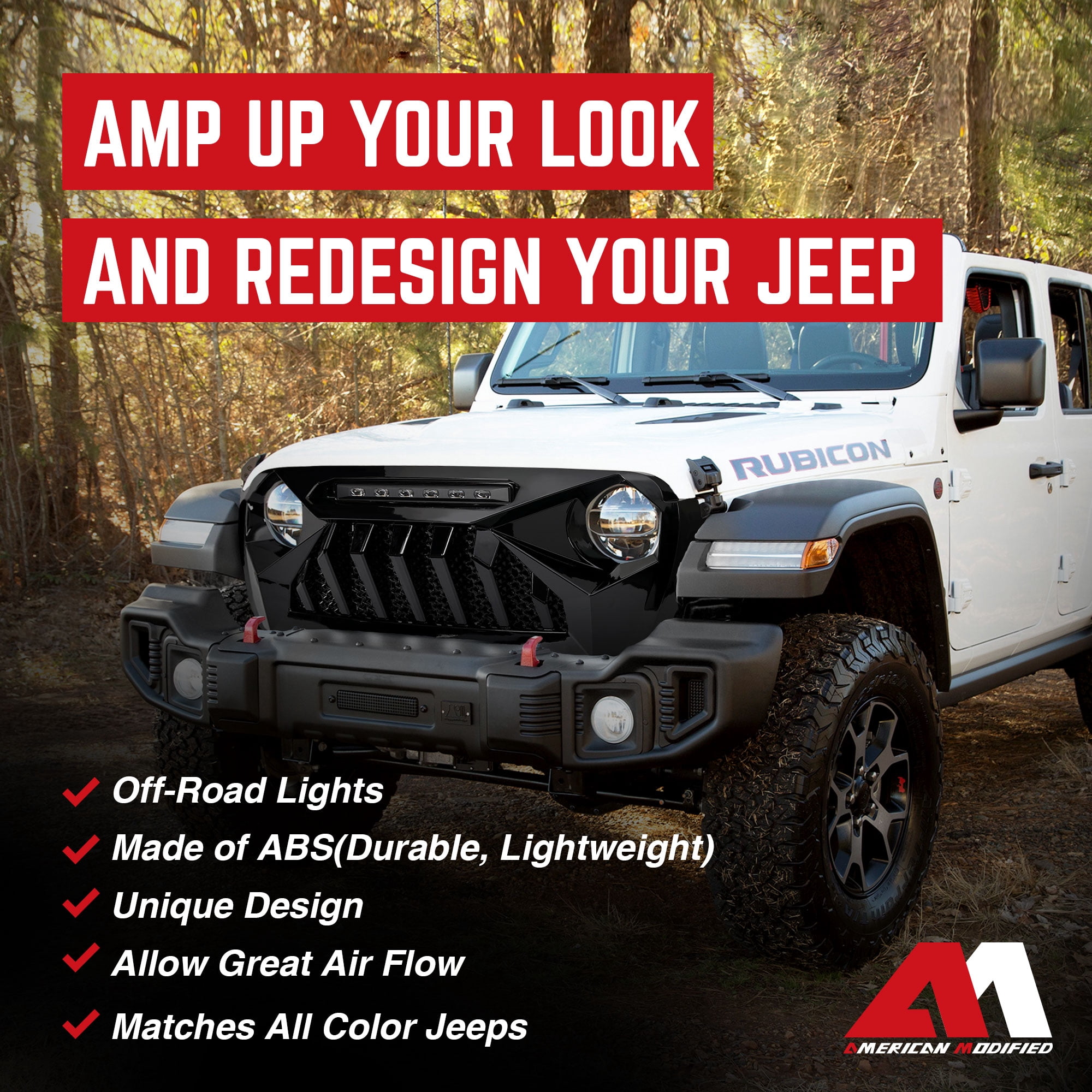 AMERICAN MODIFIED Shark Grille for 2018+ Wrangler JL & 2020+ Gladiator JT