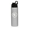 25 oz Aluminum Sports Water Travel Bottle Pit Bull Heart (Silver)